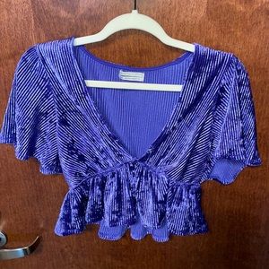 Urban Outfitters Cropped Purple Peplum Shirt Worn Once